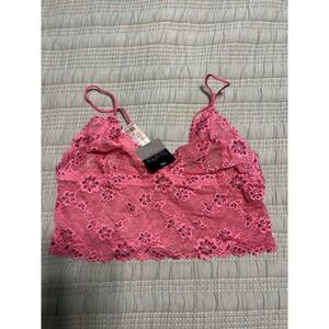 VTG NWT Biatta Pink Floral Lace Bralette Size L Y2K Deadstock